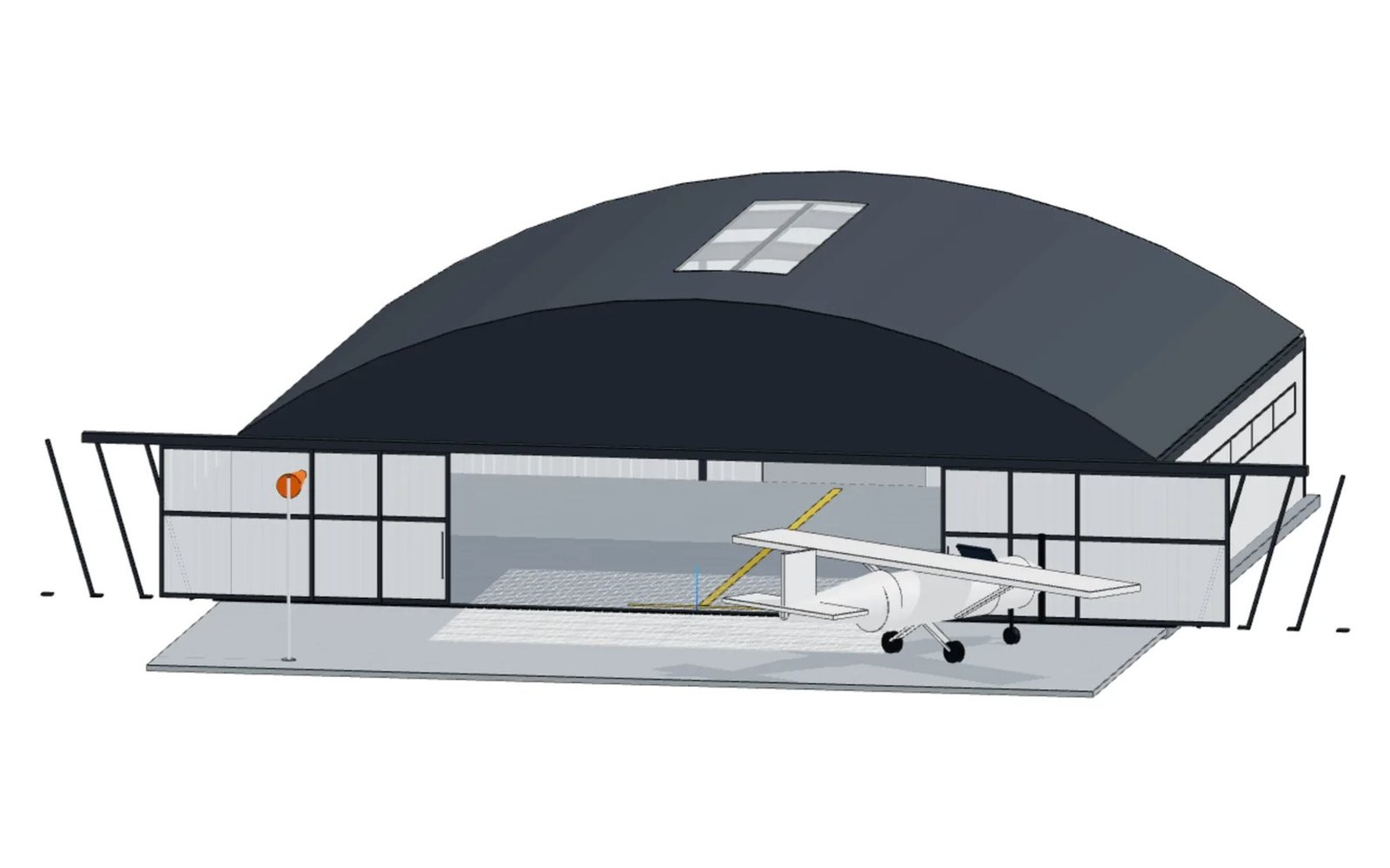 Six-leaf telescopic sliding door of the hangar